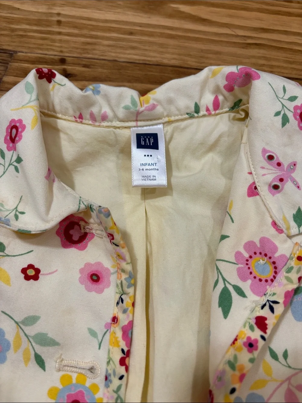 Baby Gap Infant 3-6 Month Butter Yellow Floral Button-Up 100% Cotton Jacket
